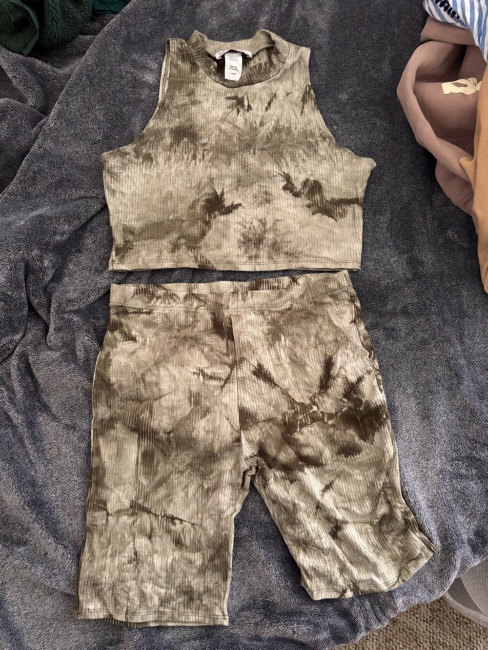 Tie-Dye Ribbed Crop Tank and Biker Short Set